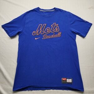 Nike Team New York Mets Graphic T Shirt Mens Large Slim Blue MLB Sporty Logo